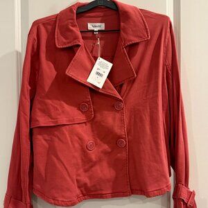 Splendid Deep Rose Cropped Jacket with Trench Coat like details